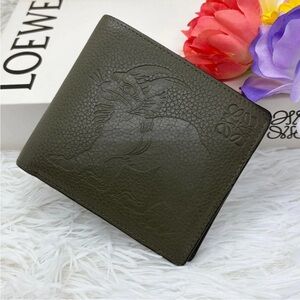 Loewe Dark Green Embossed Leather Wallet